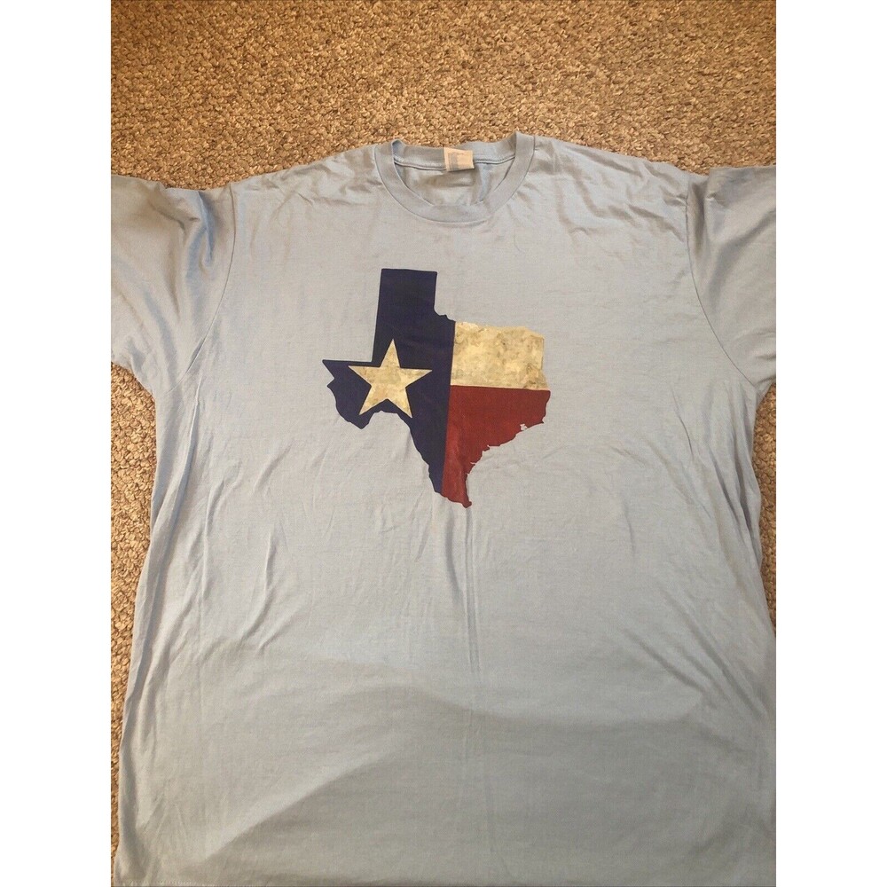 Texas State Flag Lone Star State T Shirt Blue 2XL Short Sleeve 100% Cotton Graph